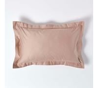 HOMESCAPES Premium 1000 TC Egyptian Cotton Sateen Weave Oxford Pillowcase, Standard Size - Moonlight Beige