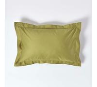 HOMESCAPES Premium 1000 TC Egyptian Cotton Sateen Weave Oxford Pillowcase, Standard Size - Olive Green