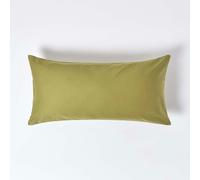 HOMESCAPES Premium 1000 TC Egyptian Cotton Sateen Weave Pillowcase, European Size - Olive Green - 40 x 80 cm