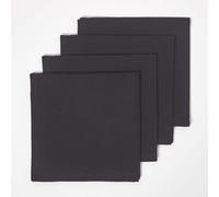 HOMESCAPES Premium Black Cloth Napkins, Set of 4, Handcrafted, Plain 100% Cotton Fabric Napkins, Washable & Reusable, Dinner Table Napkins for Parties, Events & Weddings - Black, 45 x 45cm
