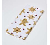 HOMESCAPES Premium Christmas Tea Towels, 100% Cotton Kitchen Dish Towels, Super Soft & Absorbent for Drying Cleaning Baking, Festive White & Brown Xmas Gingerbread Man, Washable T Towels L74 x W49 cm