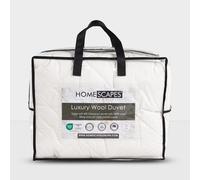 HOMESCAPES Premium Wool Duvet - Super King, Heavyweight, Winter/Autumn, 100% Cotton Cover, Hypoallergenic, Eco-Friendly, Washable - 10.5 to 13.5 Tog (approx)