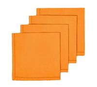 HOMESCAPES Premium Orange Cloth Napkins, Set of 4, Handcrafted, Plain 100% Cotton Fabric Napkins, Washable & Reusable, Dinner Table Napkins for Parties, Events & Weddings - Orange, 45 x 45cm