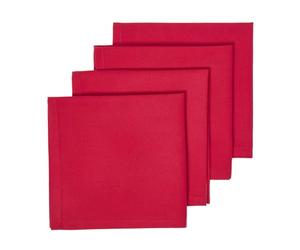 HOMESCAPES Premium Red Cloth Napkins, Set of 4, Handcrafted, Plain 100% Cotton Fabric Napkins, Washable & Reusable, Dinner Table Napkins for Parties, Events & Weddings - Christmas Red, 45 x 45cm