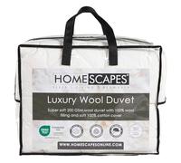 HOMESCAPES Premium Wool Duvet - King Size, Lightweight, Spring/Summer,100% Cotton Cover, Hypoallergenic, Washable and Eco-Friendly- 4.5 to 7 Tog (approx.)