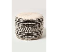 Pryia Cream & Black Macrame Boho Pouffe