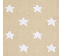 HOMESCAPES Pure Cotton Furnishing Fabric - Stars - Beige - 150 cm Wide - Printed on Thick Woven - for Upholstery Curtain Cushion Soft Furnishings Heavy Dress Material - Per Metre