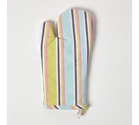 HOMESCAPES - Pure Cotton Oven Mitt - Osaka Green 18 x 32 cm - Fully Coordinated Washable Kitchen Linen