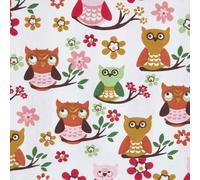 Homescapes Pure Cotton Owls Printed Fabric 150cm Wide