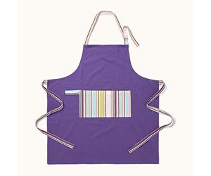 HOMESCAPES - Pure Cotton Unisex Apron with Pocket - Plain Purple 80 x 85 cm - Fully Coordinated Washable Kitchen Linen