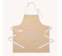 HOMESCAPES - Pure Cotton Unisex Apron with Pocket - Stars - Beige White - 80 x 85 cm - Fully Coordinated Washable Kitchen Linen