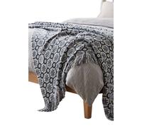 Homescapes Pure Handmade Mosaic Artisan Wool Blend Bed & Sofa Throw Blanket In Teal Teal