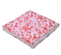 HOMESCAPES - Pure Paisley - 100% Cotton - Floor Cushion - Orange Pink White - 50 x 50 x 10 cm Square - Indoor - Garden - Dining Chair Booster - Seat Pad Cushion.