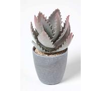 Homescapes Purple And Green Aloe Vera Artificial Succulent In Grey Pot Green One Size