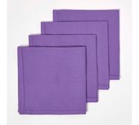 Homescapes Purple Cotton Napkins Pack Of 4, Plain Fabric Table Napkins, 45 X 45Cm, Washable & Reusable For Parties, Events