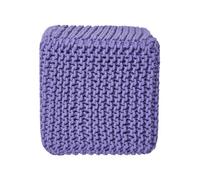 Homescapes Purple Cube Cotton Knitted Pouffe Footstool