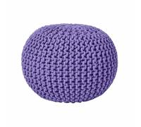 HOMESCAPES Purple Knitted Pouffe Footstool Bean Filled 100% Cotton for Living Room Children or the Elderly