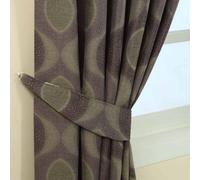 Homescapes Modern Curve Jacquard Curtain Tie Back Pair in Purple Homescapes Purple