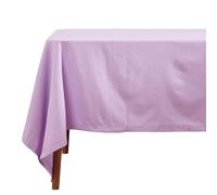 HOMESCAPES Purple Table Cloth, Plain Cotton Tablecloth, Extra Large Rectangular, Handcrafted & Durable Dining Table Cover with Hem Stitch, Hypoallergenic, Washable, Light Purple Mauve - 178 x 300cm