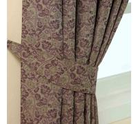 Homescapes Purple Vintage Floral Jacquard Curtain Tie Back Pair
