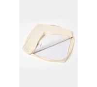 HOMESCAPES Cream Armchair Booster Cushion Cover 50 cm Square 100% Cotton Washable Seat Pad Case Soft Removable Quilted Cover with Zip