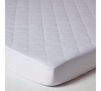 HOMESCAPES Cotton Rich Quilted Small Double Mattress Protector Oeko-Tex Certified Hypoallergenic with Fully Elasticated 25 cm Deep Thick Stretch Fabric Skirt