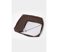 HOMESCAPES Chocolate Brown Armchair Booster Cushion Cover 50 cm Square 100% Polyester Washable Seat Pad Case Soft Removable Quilted Cover with Zip