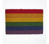 HOMESCAPES Rainbow Pride Flag Coir Doormat, 40 x 60cm, Multi-colour LGBTQ+ Door Mat with Rubber Backing, Non-Slip Welcome Entrance Mat for Indoor/Outdoor Use