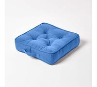 Homescapes Rajput Ribbed Cotton Floor Cushion Blue