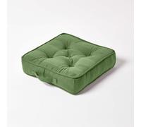 Homescapes Rajput Ribbed Cotton Floor Cushion Dark Olive
