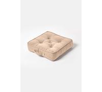 HOMESCAPES Rajput 100% Cotton Floor Cushion Beige 40 x 40 x 8 cm Square Indoor Garden Dining Chair Booster Seat Pad Cushion