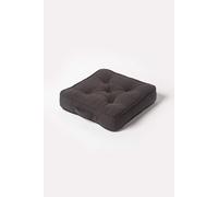 HOMESCAPES Rajput 100% Cotton Floor Cushion Black 40 x 40 x 8 cm Square Indoor Garden Dining Chair Booster Seat Pad Cushion