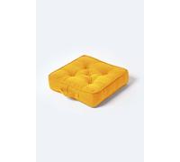 Homescapes Rajput Ribbed Cotton Floor Cushion In Bright Yellow Bright Yellow