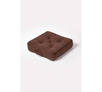HOMESCAPES Rajput 100% Cotton Floor Cushion Chocolate 40 x 40 x 8 cm Square Indoor Garden Dining Chair Booster Seat Pad Cushion