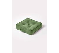 Homescapes Rajput Ribbed Cotton Floor Cushion In Dark Olive Dark Olive