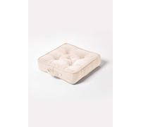HOMESCAPES Rajput 100% Cotton Floor Cushion Natural 40 x 40 x 8 cm Square Indoor Garden Dining Chair Booster Seat Pad Cushion