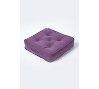HOMESCAPES Rajput 100% Cotton Floor Cushion Purple 40 x 40 x 8 cm Square Indoor Garden Dining Chair Booster Seat Pad Cushion