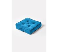 Homescapes Rajput Ribbed Cotton Floor Cushion in Teal | Size: 40 cm x 40 cm Homescapes Teal 40 cm x 40 cm