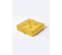 Homescapes Rajput Ribbed Cotton Floor Cushion In Yellow Yellow 40cm x 40cm