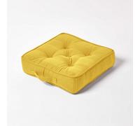 Homescapes Rajput Ribbed Cotton Floor Cushion Yellow