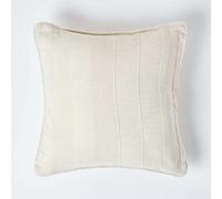 HOMESCAPES Rajput Ribbed Cushion Cover 24 x 24 Inches (60 x 60cm) Natural 100% Cotton Coordinating with Rajput Throws and Curtains Easy care Washable at home