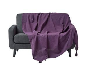 HOMESCAPES - Rajput Ribbed Throw 60 x 80 Inches Plain Purple Handmade 100% Cotton Suitable for most 2 Seater Sofas Single bedspreads Easy care washable at home