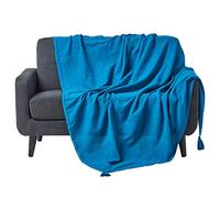 HOMESCAPES - Rajput Ribbed Throw - 60 x 80 Inches - Plain Teal - Handmade 100% Cotton - Suitable for most 2 Seater Sofas - Single bedspreads - Easy care washable at home