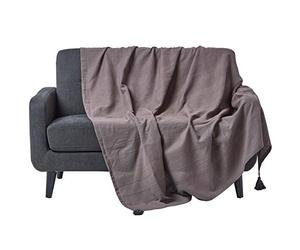 HOMESCAPES - Rajput Ribbed Throw 90 x 100 Inches Plain Charcoal Grey Handmade 100% Cotton Suitable for most 3 Seater Sofas Double King bedspreads Easy care washable at home