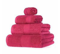 HOMESCAPES Raspberry Pink Turkish Cotton 4 Piece Towel Set Soft & Absorbent 500 GSM Heavyweight Face Cloth, Hand Towel, Bath Towel & Bath Sheet Towel Bale