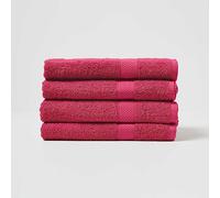 HOMESCAPES Raspberry Pink Turkish Cotton Set of 4 Bath Towels Super Soft Thick & Absorbent 500 GSM Towel Heavy Weight for everyday Luxury