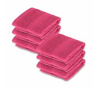 HOMESCAPES Raspberry Pink Turkish Cotton Set of 6 Face Cloths Flannel Super Soft Thick & Absorbent 500 GSM Towel Heavy Weight for everyday Luxury