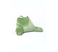 HOMESCAPES Memory Foam Reading Pillow Back Rest Support Reading Cushion for Bed with Arms Lumbar Husband Pillow Velvet Cover 46cm Tall Large Size, Green