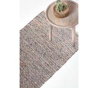 Homescapes Real Leather Handwoven Pattern Hall Runner, 66 X 200 Cm In Brown Brown