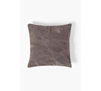 Homescapes Real Leather Dark Grey Cushion with Feather Insert - 45 x 45 cm Square - Dark Grey Recycled Leather Suede Sofa Cushion with Patchwork Pattern